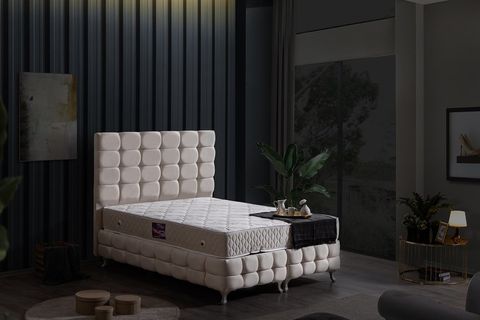 DUKE LUX BAZA BAŞLIK VE YATAK SETİ, KREM, 120X200