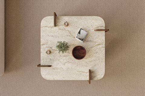 AFROLLİ DEKORATİF CEVİZ DESEN ORTA SEHPA, İSKANDİNAV BOHEM