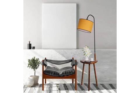 DEMET SEHBALI AHŞAP LAMBADER CEVİZ SİLİNDİR HARDAL ABAJURLU