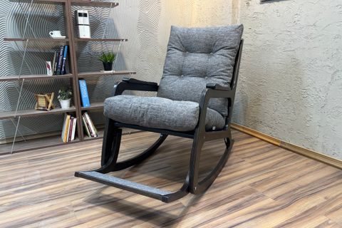 KONTES SALLANAN SANDALYE, KETEN GRİ, WENGE SİYAH