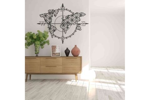 PATHFİNDER METAL DÜNYA HARİTASI YAŞAM ÇİÇEĞİ DESENLİ