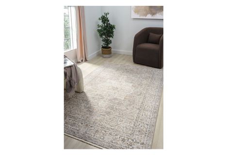 VİNTAGE ESKİTME DESENLİ DOKUMA MAKİNE HALISI, BEJ, 200X305, 10204