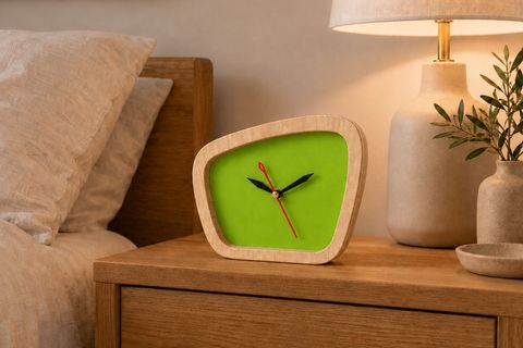 WOODESK TEMPUS AHŞAP ÖZEL TASARIM MASA SAATİ, YEŞİL