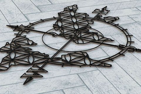 PATHFİNDER METAL DÜNYA HARİTASI YAŞAM ÇİÇEĞİ DESENLİ