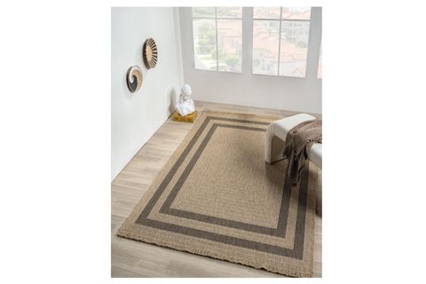 QUEEN SERİSİ JÜT HASIR GÖRÜNÜMLÜ DOKUMA MAKİNE HALISI, SIYAH, 80X300, 668