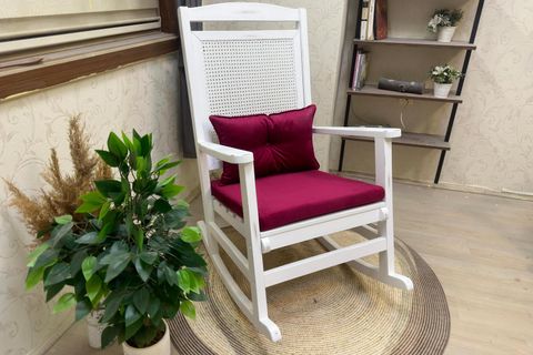 ASEDİA VERANDA HASIRLI MİNDERLİ SALLANAN SANDALYE, FUŞYA, LAKE AYAK