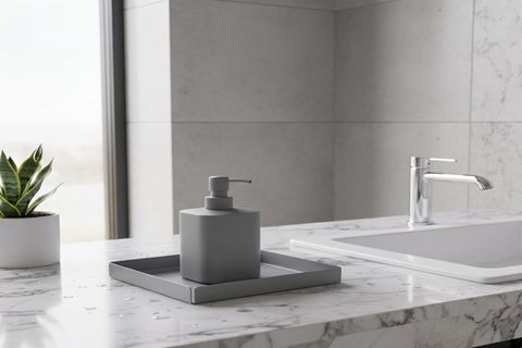 GALVANİZ METAL KARE BANYO TABLASI, CAM GRİ, 10102 CM