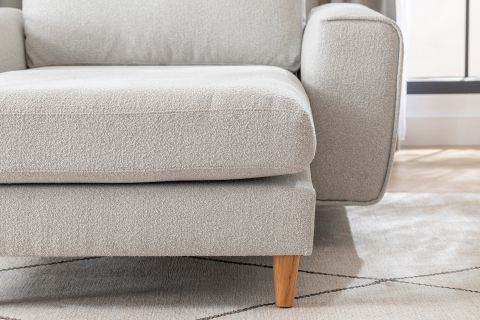 MERLİN DAYBED, FİTİLLİ KOL, NATUREL AYAK, RECYCLED KUMAŞ, AÇIK GRİ