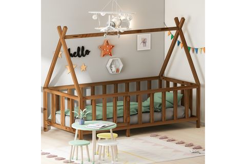 JOY MONTESSORİ KARYOLA, KAPILI, CEVİZ, 90X190