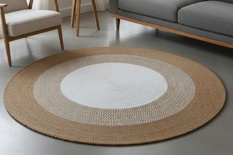 ORBITA YUVARLAK JÜT HALI, BEYAZ NATURAL, 100 CM