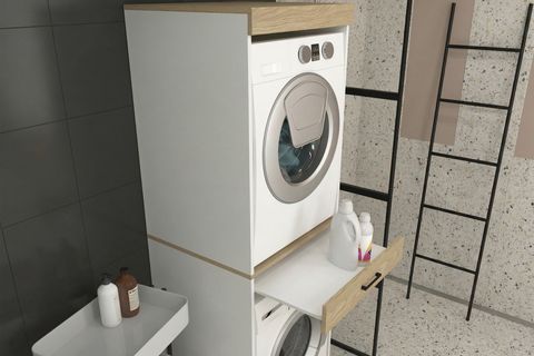 FİKA ÇAMAŞIR VE KURUTMA MAKİNESİ DOLABI, BEYAZ ROTA