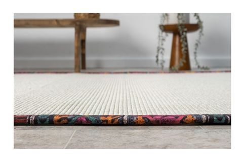 BORDÜRLÜ HASIR DOKULU SİSAL MAKİNE HALISI, KREM, 80X250