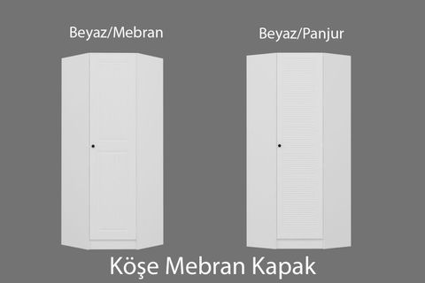 KALE KÖŞE GÖVDE, MEBRAN KAPAK BEYAZ MEBRAN, 190 CM
