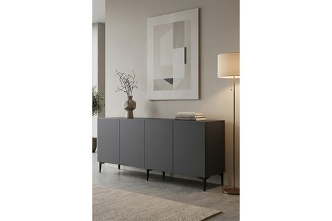 APLOS KONSOL VE TV SEHPASI, ANTRASİT TRAVERTEN GOLD, 180 CM, KA1899A