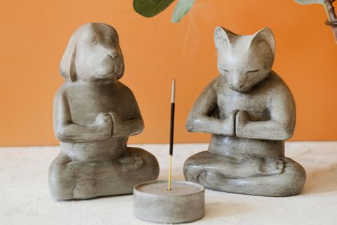 BETON KEDİ KÖPEK MEDİTASYON TÜTSÜLÜK SET