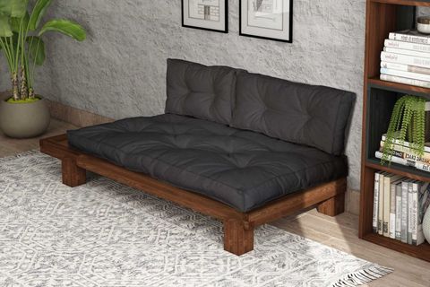 WOODESK ARİN MASİF AHŞAP SEDİR, CEVİZ-ANTRASİT RENK