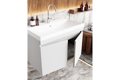 KAREN BANYO KOZA BANYO DOLABI SETİ, 80 CM, BEYAZ