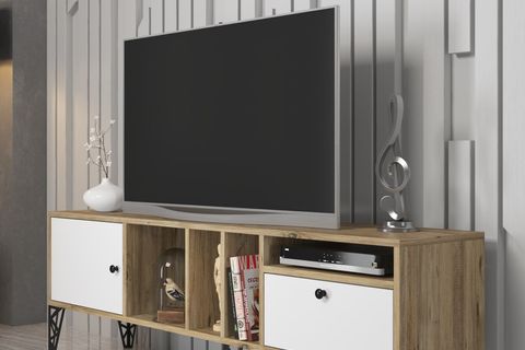 WOODNLOVE CERCEİ TV ÜNİTESİ, ATLANTİK ÇAM BEYAZ, 160 CM