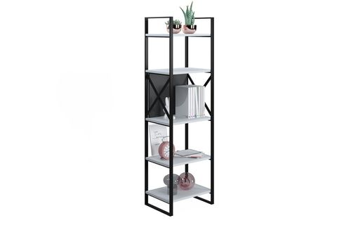 RUUM STORE BY DOĞTAŞ META DAR KİTAPLIK, METAL GÖVDE OPAK BEYAZ ANTRASİT