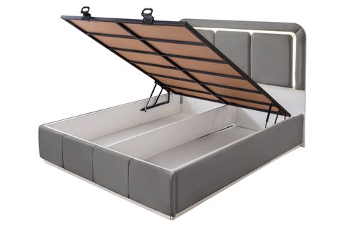DEMONTE NOX LEDLİ ÇİFT KİŞİLİK BAZA BAŞLIK MAXİ YATAK SETİ, GRİ, 160X200