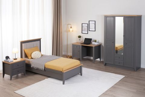 LORA GARDIROP, GRİ, 3 KAPAKLI