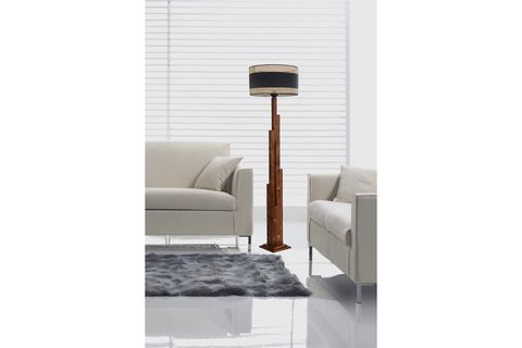 LUMEXX KULE SİLİNDİR 03 RATTAN ABAJURLU LAMBADER, CEVİZ