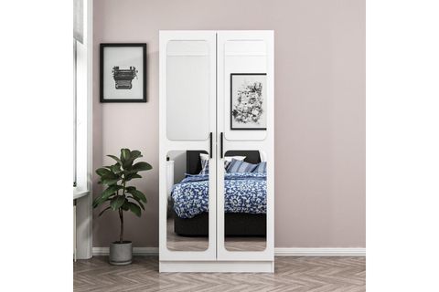 KALE 2 KAPAKLI AYNALI ZİNCİR DOLAP BEYAZ 190CM