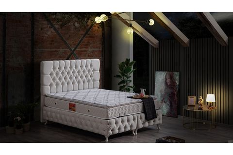 ROMA BAZA BAŞLIK VE REAL PEDLİ YATAK SETİ, KREM, 120X200