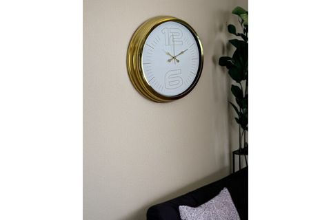 ELEGANT WHİTE GOLD METAL DUVAR SAATİ 40 CM