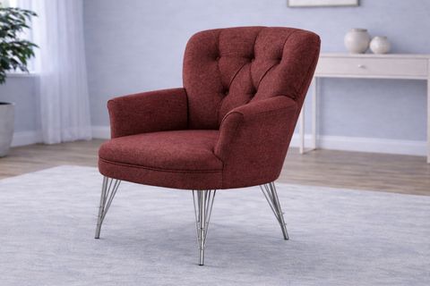 PUFY KOLLU TEKLİ BERJER, KİREMİT, METAL KROM AYAK