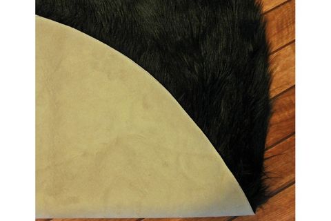 AKRİLİK KUZU POST HALI, YUVARLAK, SİYAH, 120X120