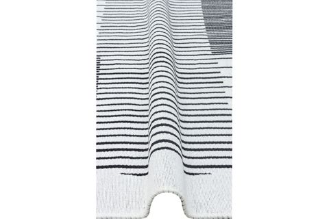 EKO HALI ARYA AR 25 WHİTE BLACK BEYAZ SİYAH HAV TOZ VERMEZ ÇİFT TARAFLI DOKUMA RENKLİ MODERN DESENLİ YIKANABİLİR KİLİM 80X300