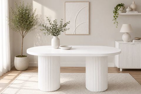 PTT OVAL MUTFAK MASASI, BEYAZ, 160 CM