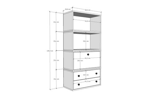 LEKSA DÜSER KAPAKLI ÇEKMECELİ RAFLI KİTAPLIK 65 CM BEYAZ KTP-1167-Ç