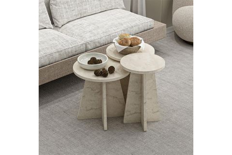 MANTAR 3'LÜ ZİGON SEHPA TRAVERTEN