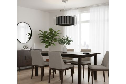 SERPİL KROM KAFES SİYAH KUMAŞ AVİZE, 50 CM