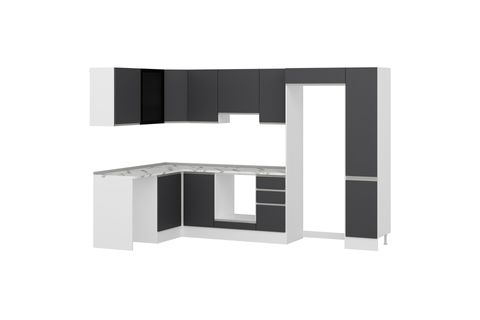 ALVİNKA 180 330X222 CM HG_J KÖŞE MUTFAK DOLABI, ANTRASİT MDF