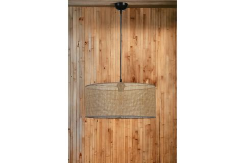 ÖRGÜLÜ RATTAN ABAJURLU TEKLİ SARKIT AVİZE