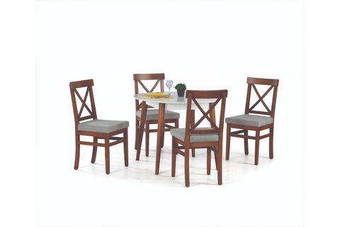 SİENA SABİT MASA VE ÇAPRAZ DÖŞEMELİ SANDALYE TAKIMI, BEYAZ CEVİZ, 90X90