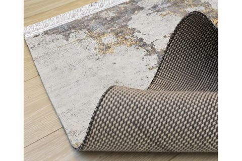 SOHO SARI GRİ BEYAZ VİNTAGE DEKORATİF SAÇAKLI KİLİM 100X150