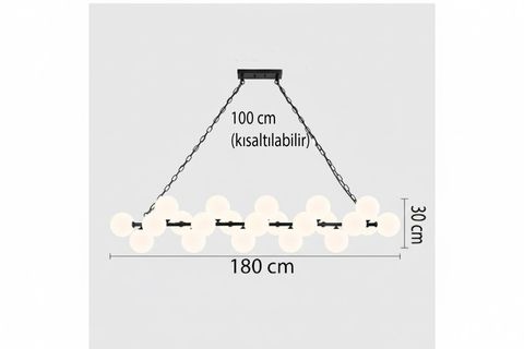 RİO BEYAZ CAMLI SIRALI AVİZE, 180 CM