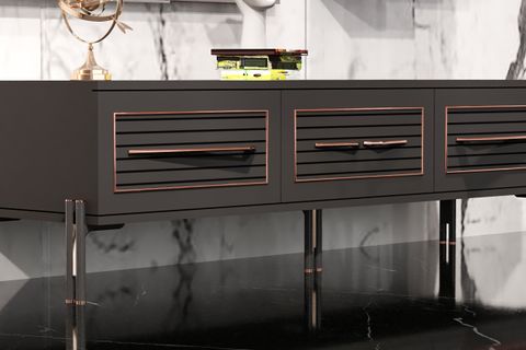 PLATİN MODERN TV ÜNİTESİ, KİTAPLIKLI, ANTRASİT
