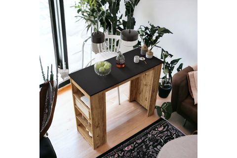 ROBİN HOME THALES BAR MASASI, SİYAH ATLANTİK ÇAM, 120X51
