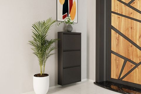 LİNEA METAL AYAKKABILIK, ANTRASİT, 3 KAPAKLI