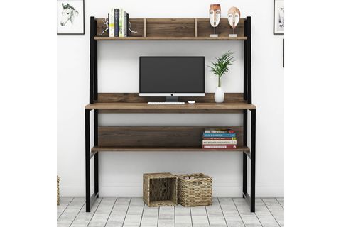 OLEA KİTAPLIKLI MASA, CEVİZ, 120 CM