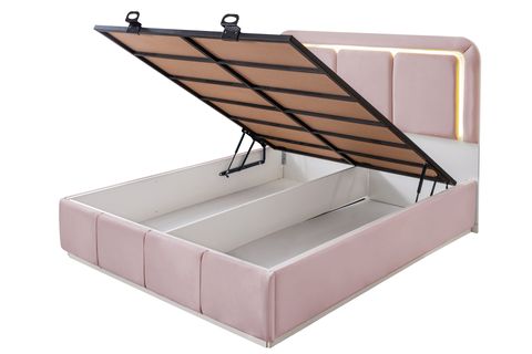 DEMONTE NOX LEDLİ ÇİFT KİŞİLİK BAZA BAŞLIK MAXİ YATAK SETİ, PEMBE, 160X200