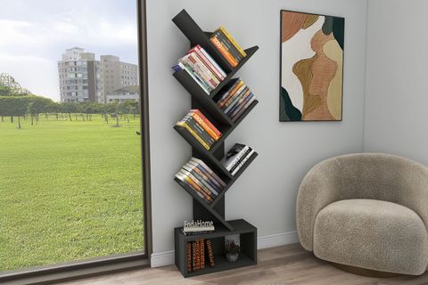 ERİNE ZİKZAK KİTAPLIK, ANTRASİT, 8 RAFLI