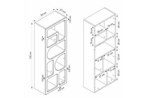 BOHEM MEBRAN KİTAPLIK, BEYAZ, 135 CM