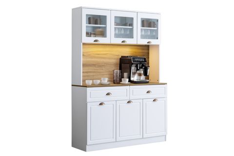 BLESK İNCE KUM AYDINLATMALI KAHVE KÖŞESİ DOLABI RAFLI