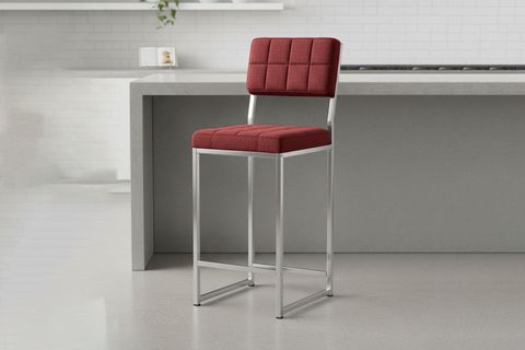RİVA BAR MUTFAK SANDALYESİ, KROM KAPLAMA AYAKLI, BORDO